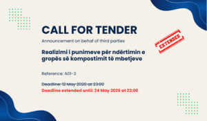 Njoftim Shtyrje: Thirrje për Tender – Realizimi i punimeve për ndërtimin e gropës së kompostimit të mbetjeve